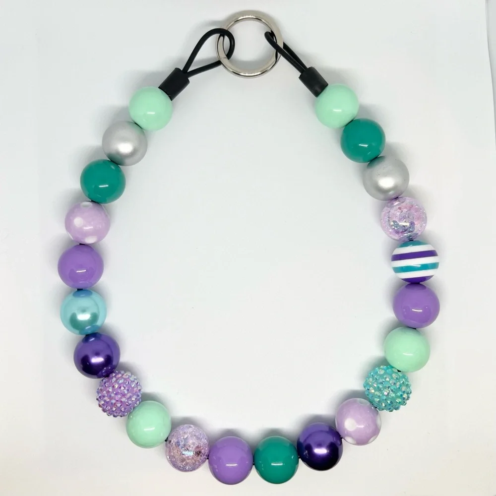 Mermaid Sparkle Beaded Dog Collar Necklace Size Medium/Large Purple & Teal Green